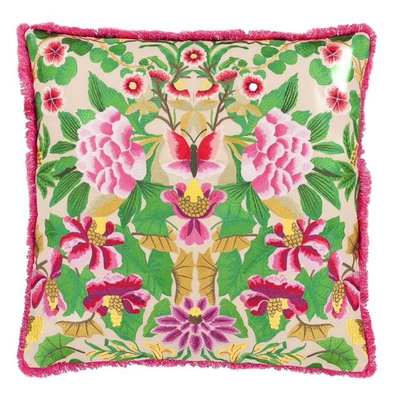 【预购】英国 抱枕/靠枕 Ikebana Damask fuchsia - 50x50cm - 枕头/抱枕 - 棉 绿色