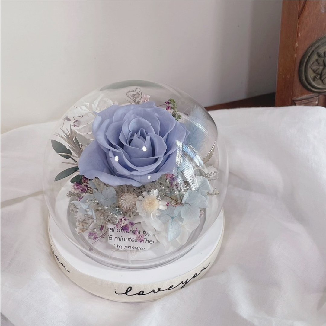 【永生玻璃花盅】圆形盅 莫兰迪色 生日礼物 情人节礼物 定制礼物 - 干燥花/捧花 - 植物．花 