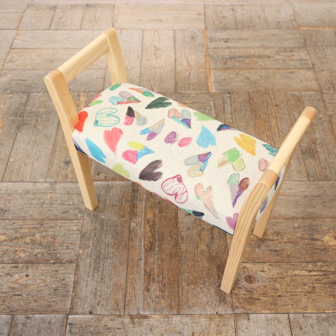 Entrance Stool double arm type【Wood frame】Natural【Fabric】Bjg Heart - 椅子/沙发 - 木头 多色