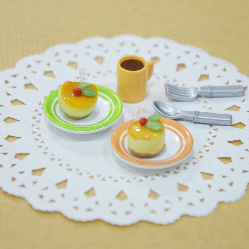 起司蛋糕耳环(耳针or夹式) - 耳环/耳夹 - 粘土 多色