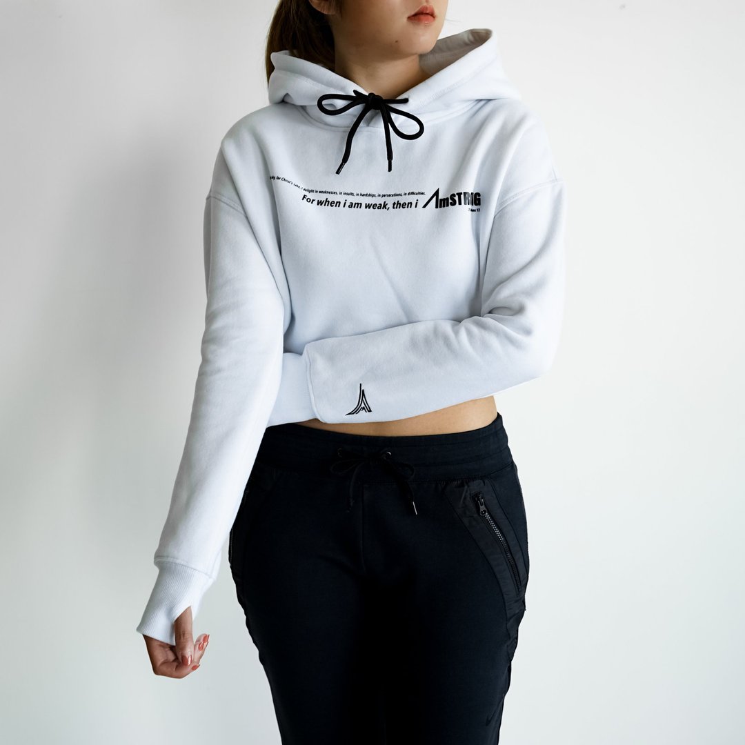 【训练日常】短款卫衣 | 01-CROP HOODIE - 女装上衣 - 聚酯纤维 白色