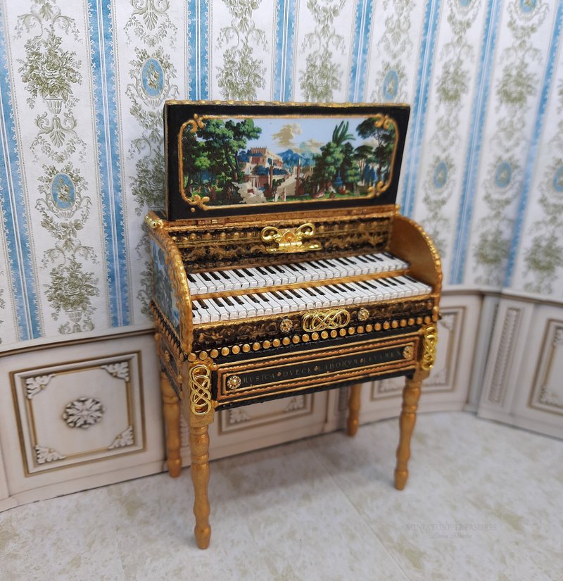 Clavichord. Imitation musical instrument. Dollhouse miniature. Scale 1:12. - 玩偶/公仔 - 其他材质 蓝色