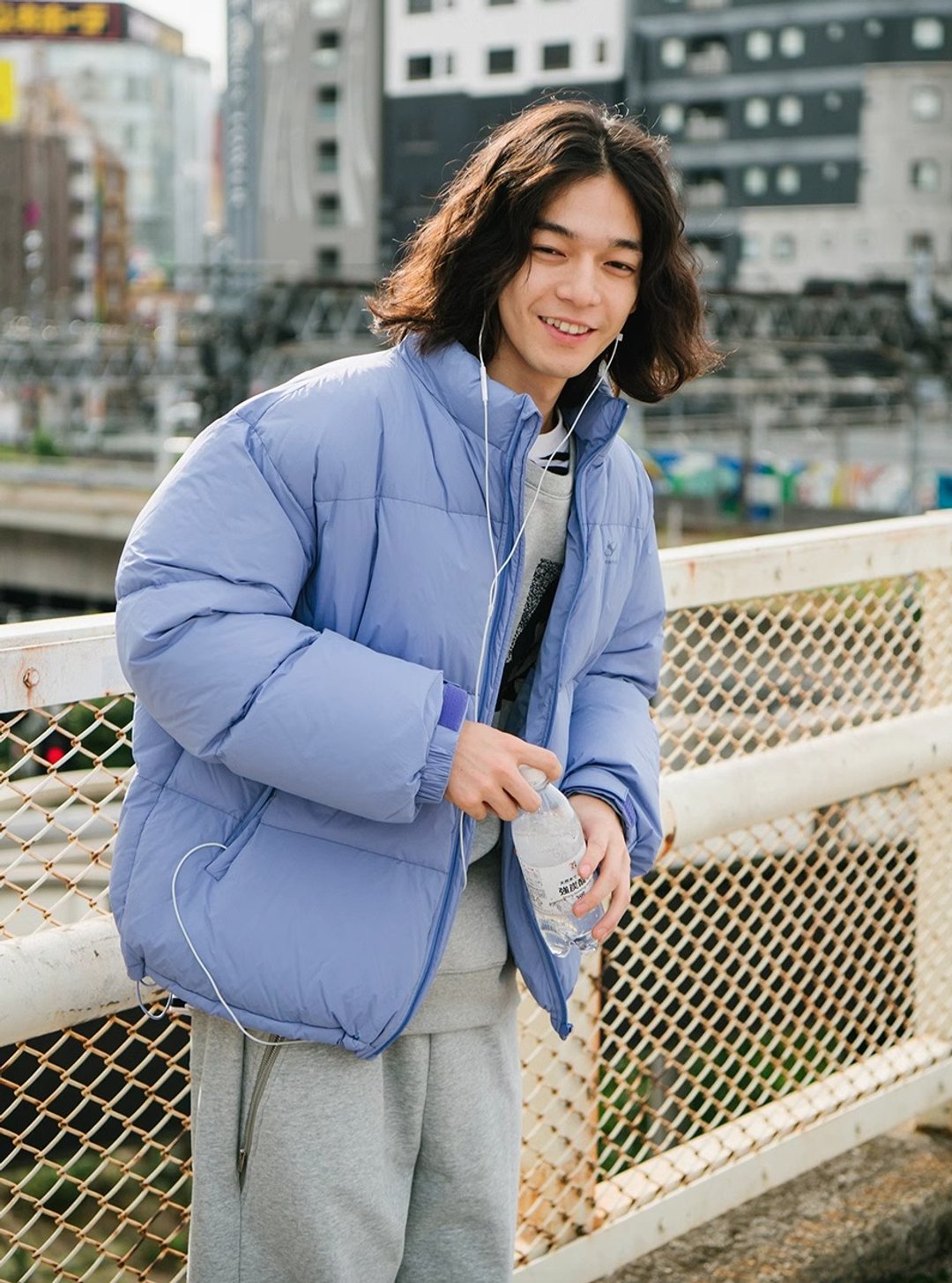 蓬松的云 日系白鸭绒羽绒服 寬鬆面包服外套 - 男装外套 - 其他材质 紫色