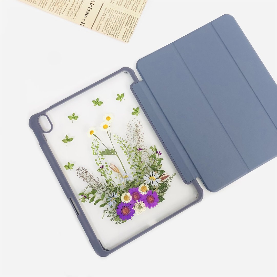 紫菊绿叶手作押花iPad壳 iPad Air 11寸13寸iPad Pro11寸13寸 - 平板/电脑保护壳 - 植物．花 