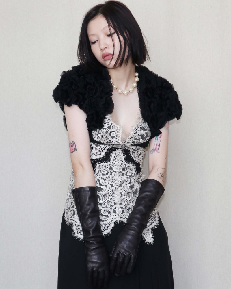 南瓜Vintage。TOCCA 黑色 花朵 披肩 - 围巾/披肩 - 其他人造纤维 黑色