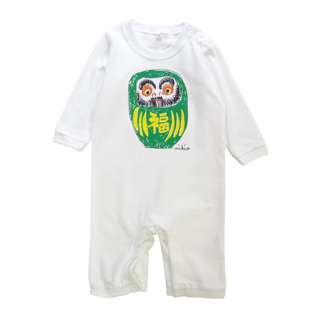 Daruma  Long Sleeve Baby's Romper Green - 包屁衣/连体衣 - 棉 绿色