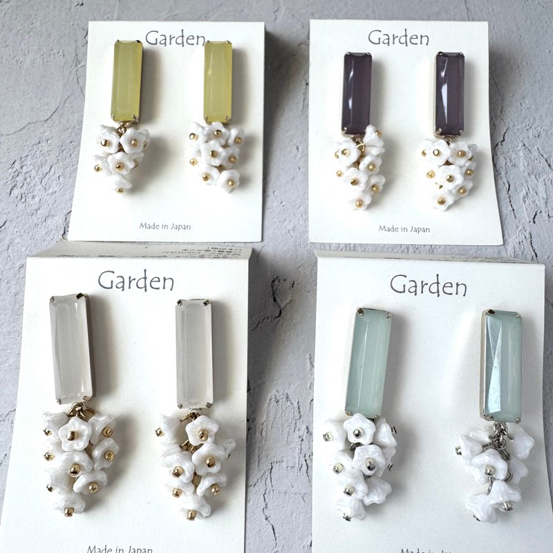 【SALE】4色 ohana - 耳环/耳夹 - 玻璃 多色