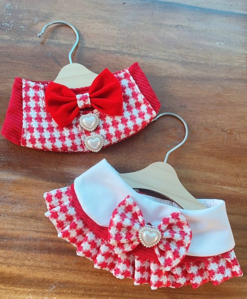 手工围巾圣诞快乐版 - 项圈/牵绳 - 棉．麻 红色