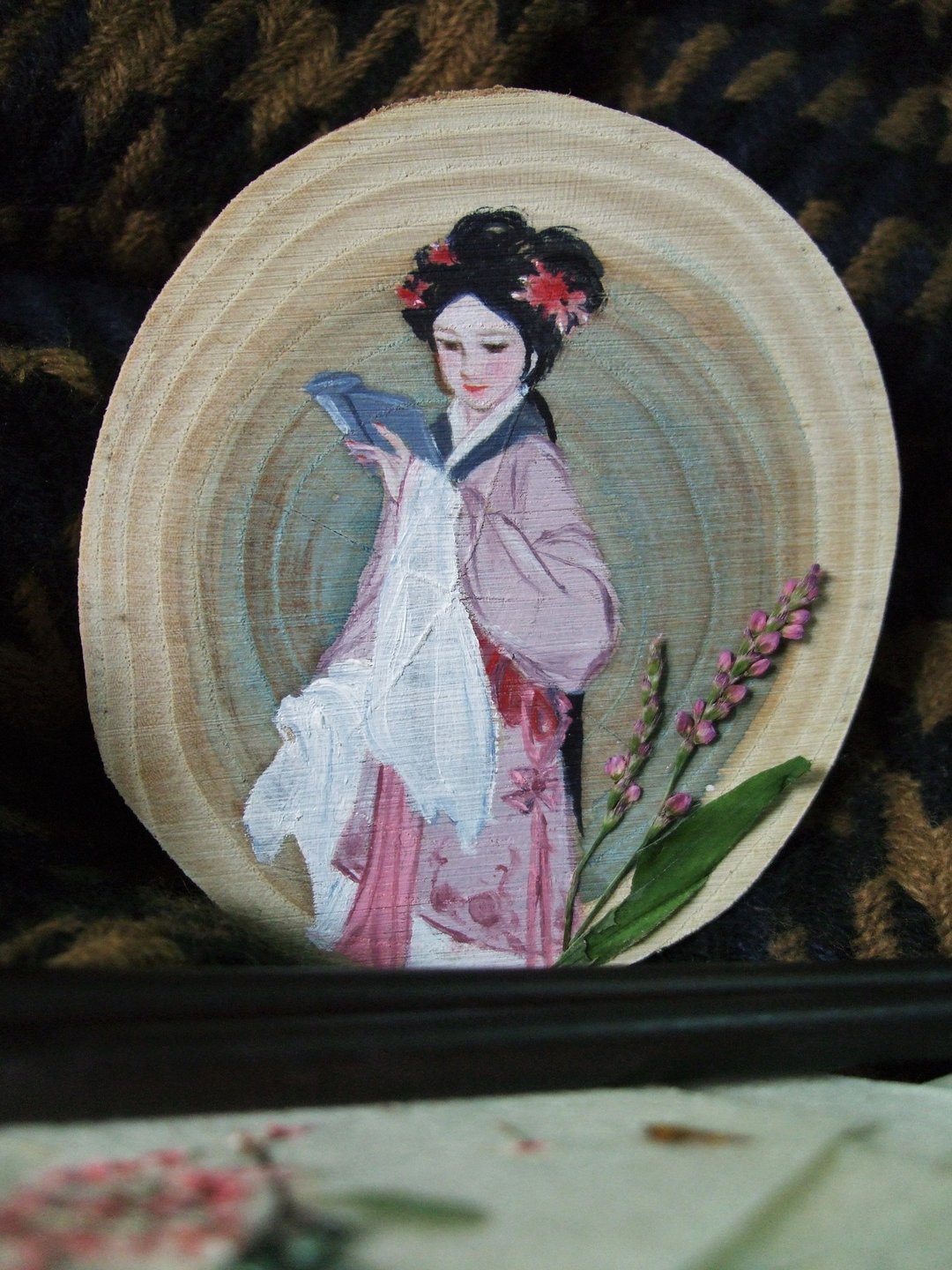 木块上的油画 - 中国仕女图 - 文房 - 其他 - 木头 
