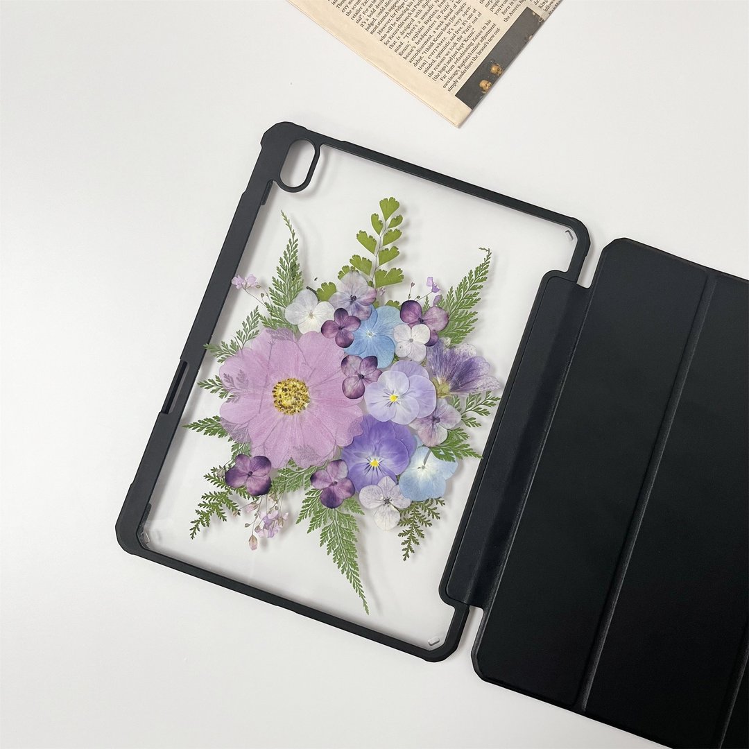 紫花团簇手作押花iPad壳 iPad Air 11寸 13寸 iPad Pro 11寸 13寸 - 平板/电脑保护壳 - 植物．花 