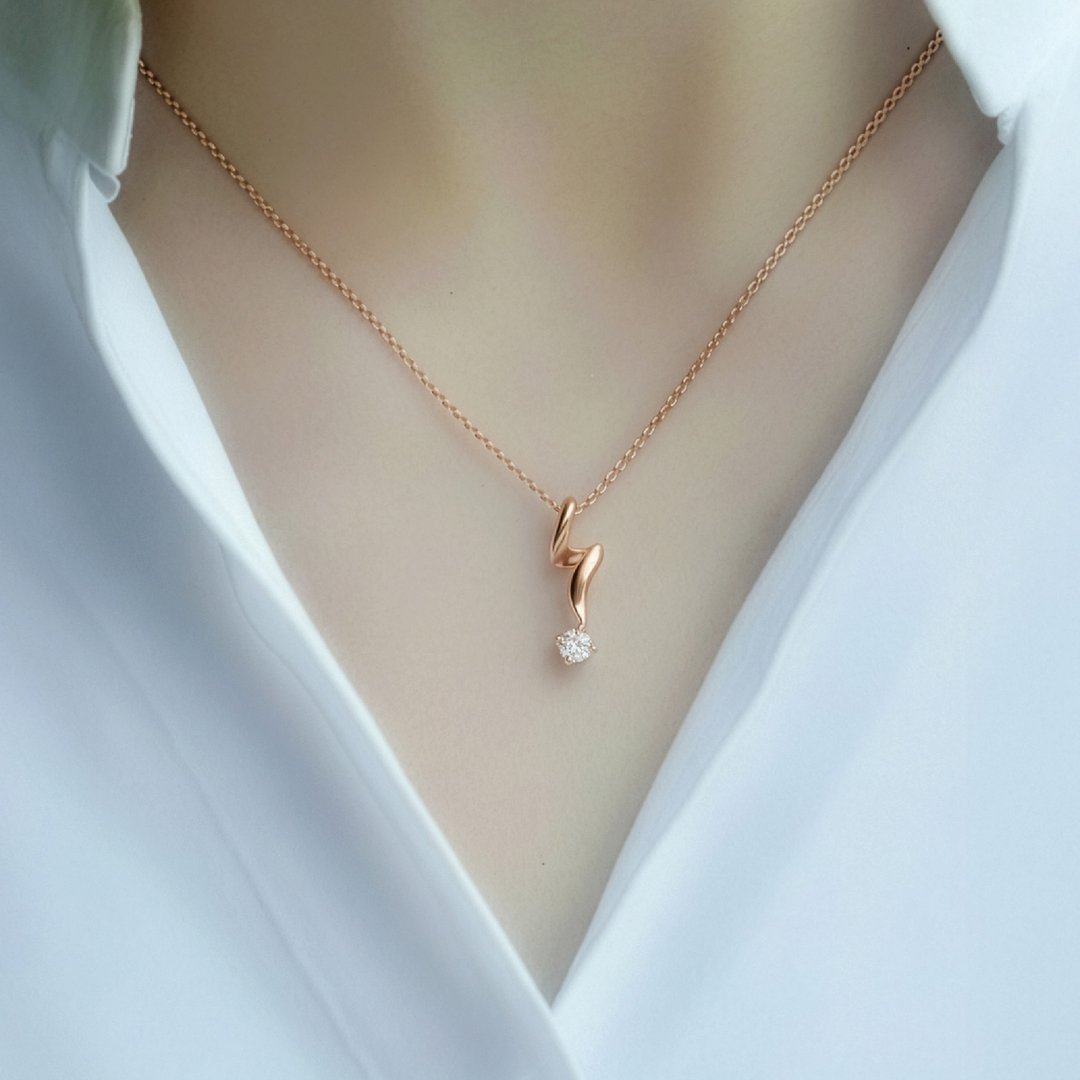 【极简项链系列】永恒-玫瑰金 X 白水晶 - 项链 - 玫瑰金 