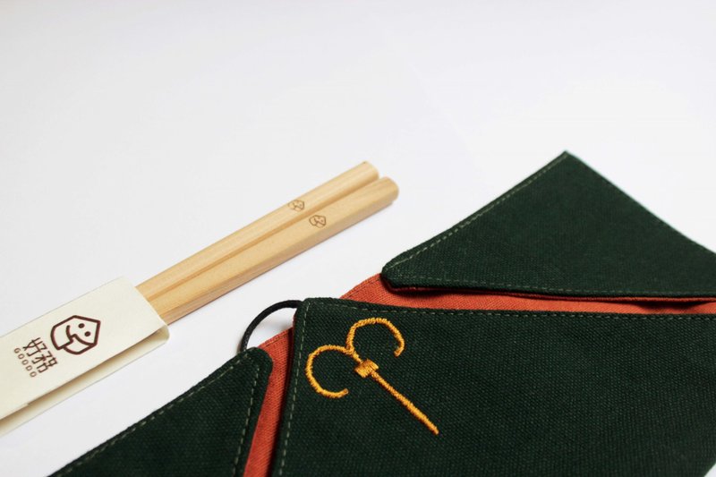 铁剪刀筷套(无筷子) - 筷子/筷架 - 棉．麻 咖啡色