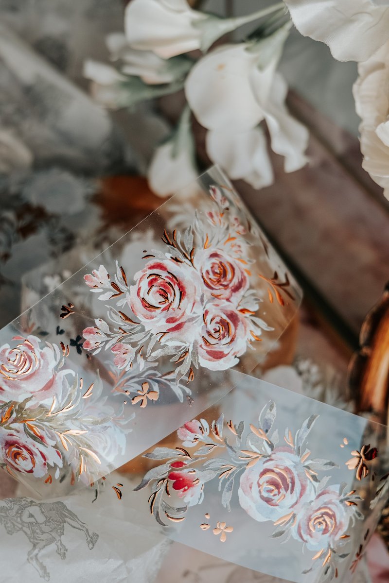 夏之蔷薇 亮面古铜金PET胶带(特油加白墨含离型纸) - 纸胶带 - 其他材质 