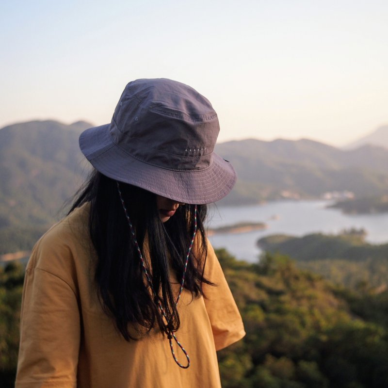 可换风绳渔夫帽 日系透气防水抗UV 帽 户外帽 登山帽(灰) S/M/L码 - 帽子 - 防水材质 灰色