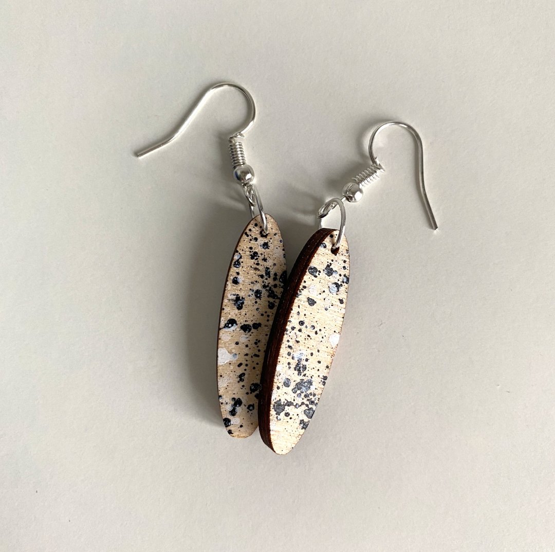Handmade Wooden Earrings, Light Wooden Earrings, size 3.3 cm. - 耳环/耳夹 - 木头 多色