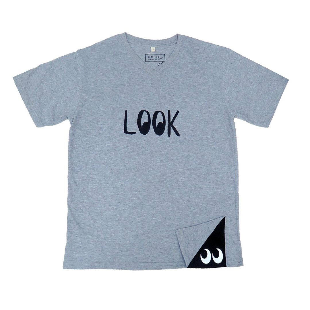 LOOK T 恤 - 灰色 - 中性连帽卫衣/T 恤 - 棉 灰色
