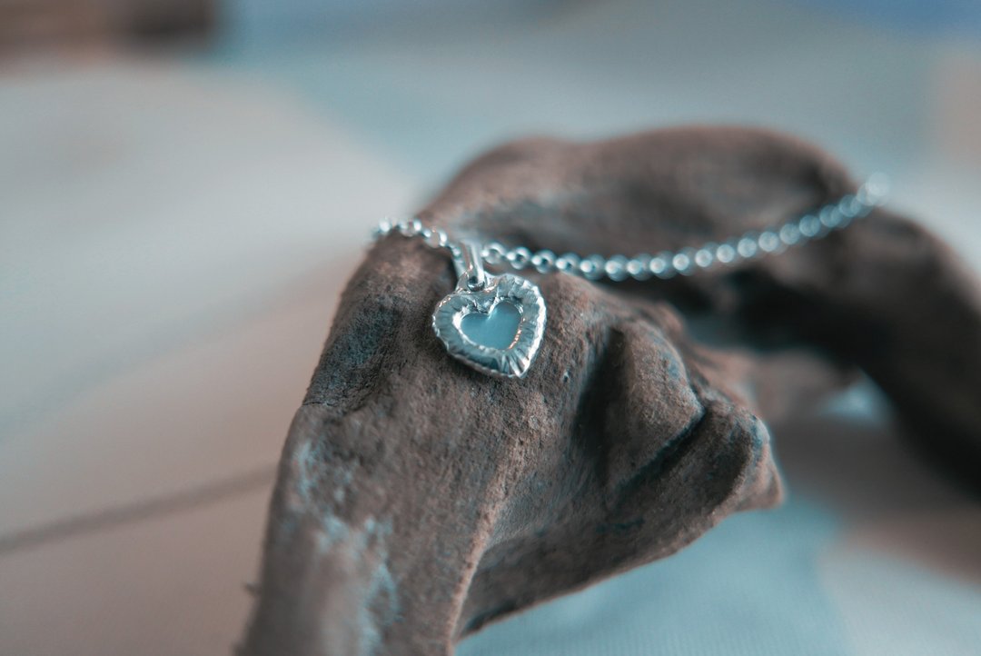 White shell heart necklace - 项链 - 纯银 银色