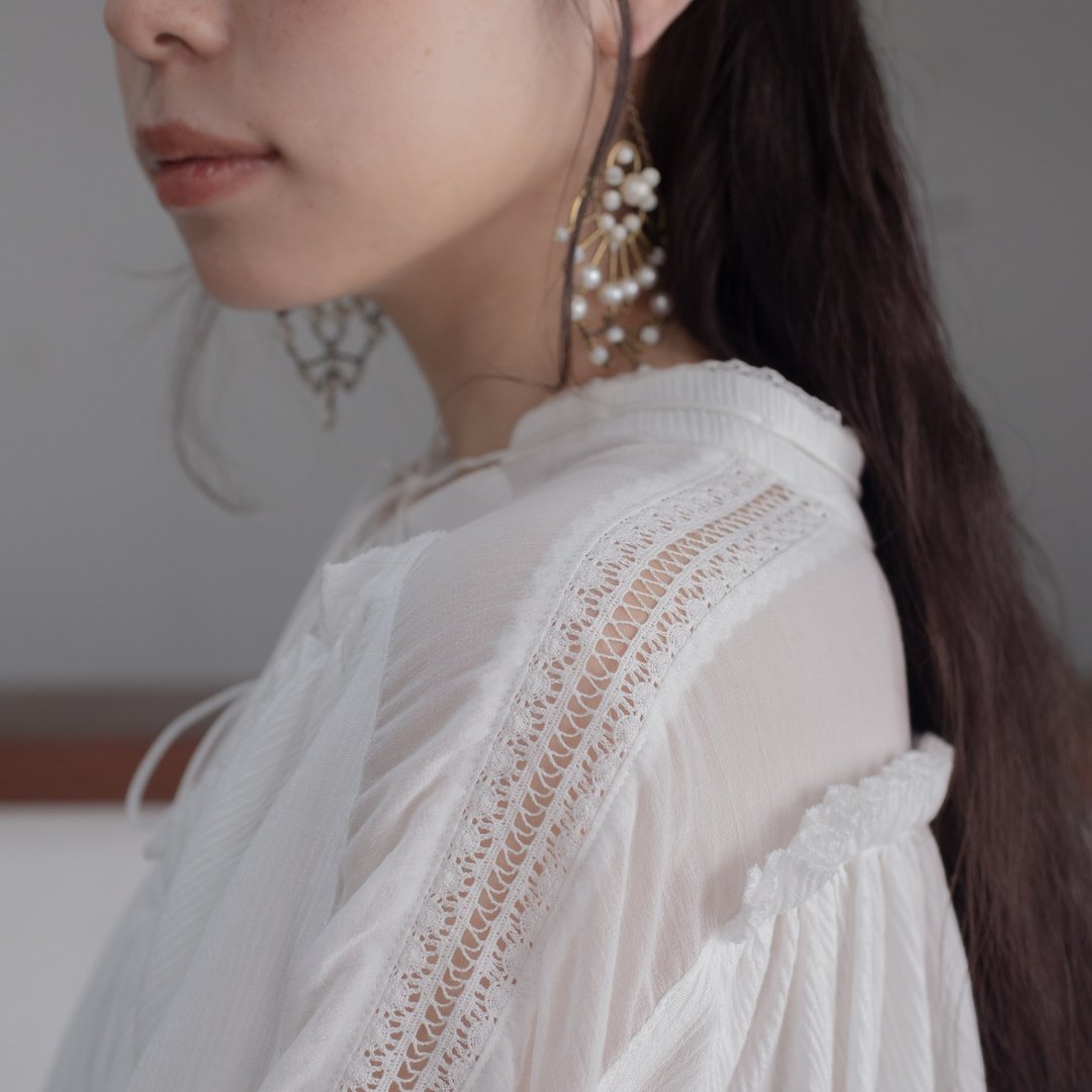 三连蝴蝶结衬衫 (白色) - 女装衬衫 - 棉．麻 白色