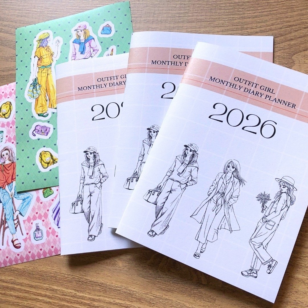 2026穿搭女孩插画 / 月志本│手帐本│涂色本 - 年历/台历 - 纸 