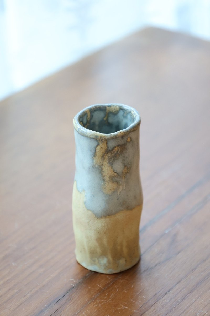 圣诞礼物交换礼物/侘寂风迷你干花器 花插小瓶 疗愈小物 可放单据 - 花瓶/陶器 - 陶 卡其色