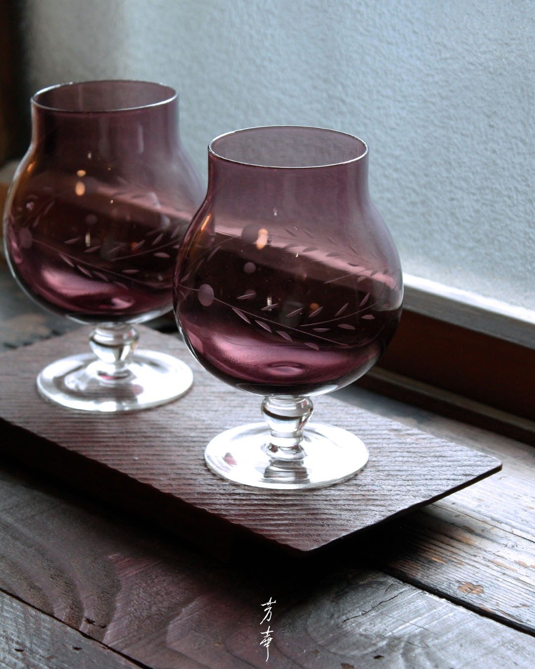 紫色切花高脚杯 - 酒杯/酒器 - 玻璃 