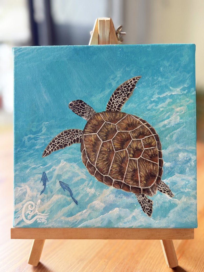 和我一起 迷你海龟2　With Me Mini Sea Turtle 2 - 订制画像 - 棉．麻 多色