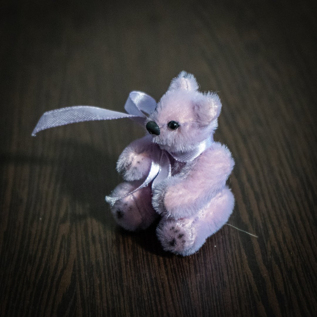 Tiny teddy bear | Miniature Mohair Teddy Bear - 玩偶/公仔 - 其他材质 紫色