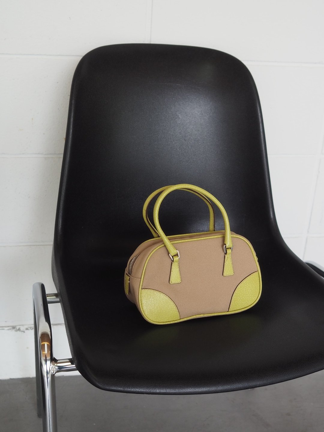 PRADA 普拉达 迷你波士顿手提包 古着精品 - 手提包/手提袋 - 真皮 卡其色