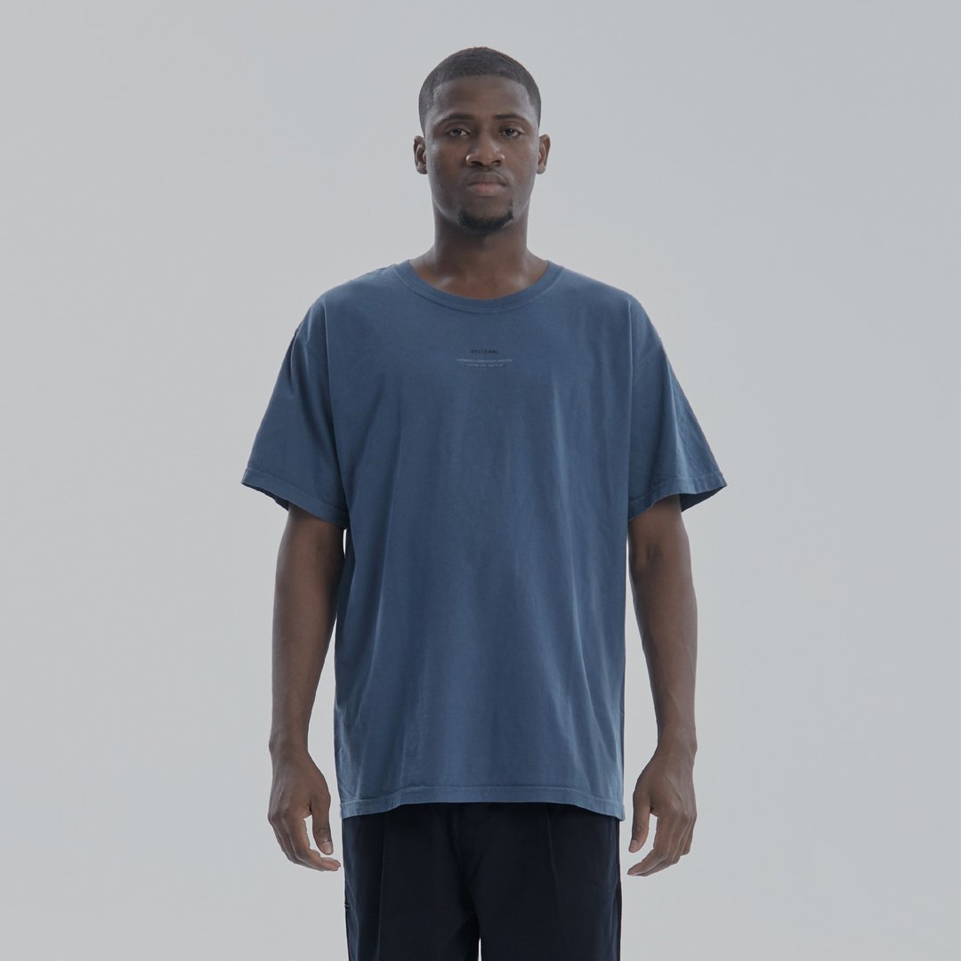 DYCTEAM - 体验生活仿旧Tee A BASE OF (BU) - 中性连帽卫衣/T 恤 - 棉 蓝色