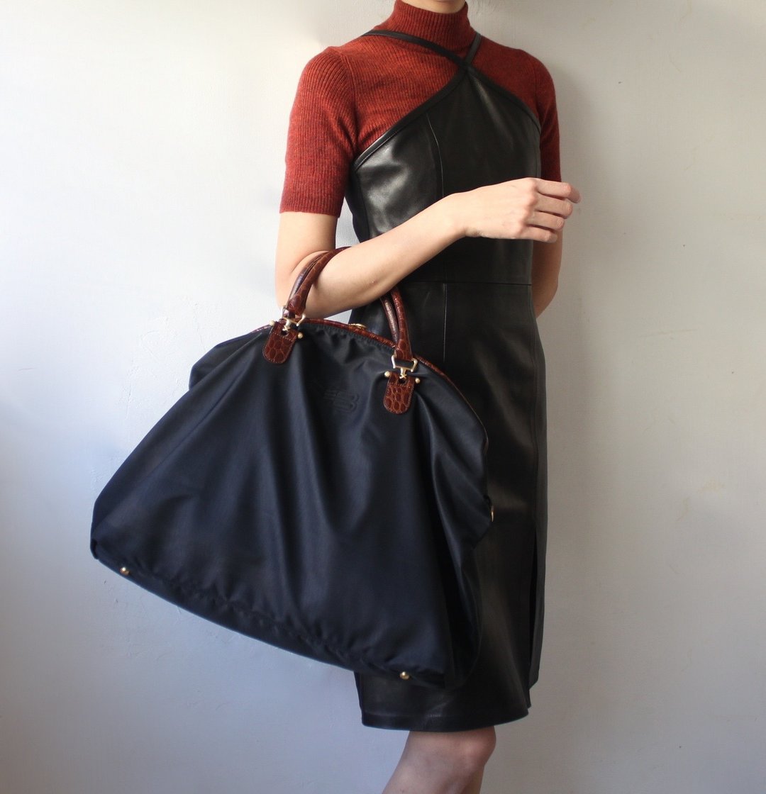 FOAK古着 Balenciaga黑色尼龙行李包 - 行李箱/行李箱保护套 - 真皮 