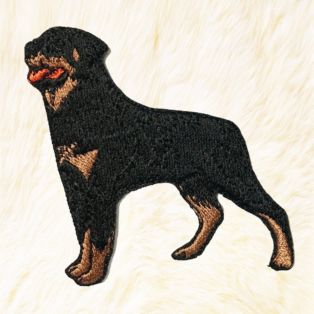 Rottweiler Dog Iron on Patch Buy 3 Get 1 Free - 编织/刺绣/羊毛毡/裁缝 - 绣线 黑色