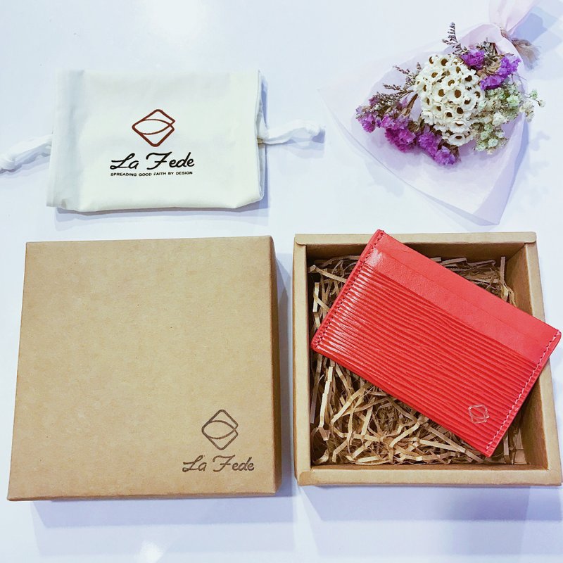 【La Fede】植鞣-AQUA系列-卡夹 珊瑚红 - 证件套/卡套 - 真皮 红色