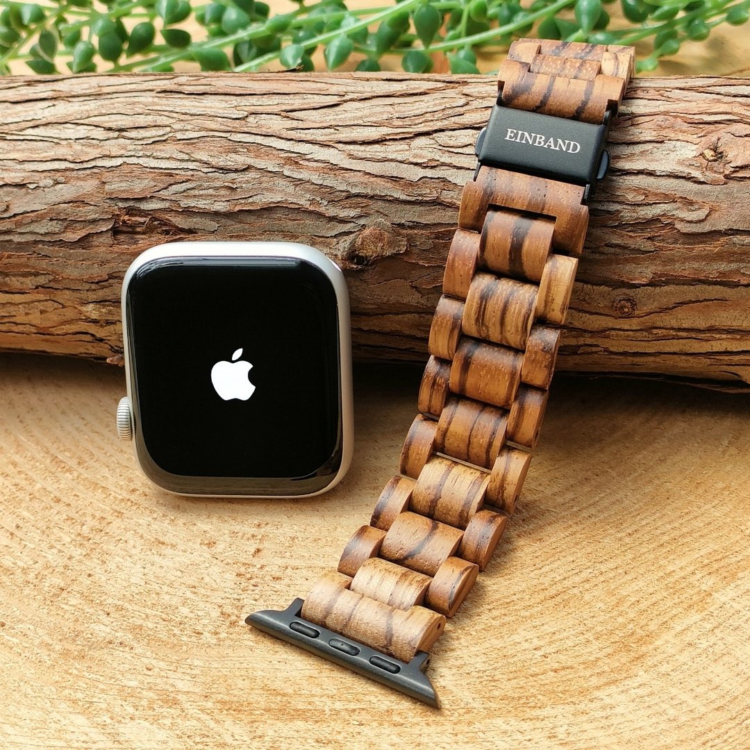 【木制表带】EINBAND AppleWatch 苹果手表 天然木表带 木质表带 20mm【斑马木】 - 女表 - 木头 咖啡色