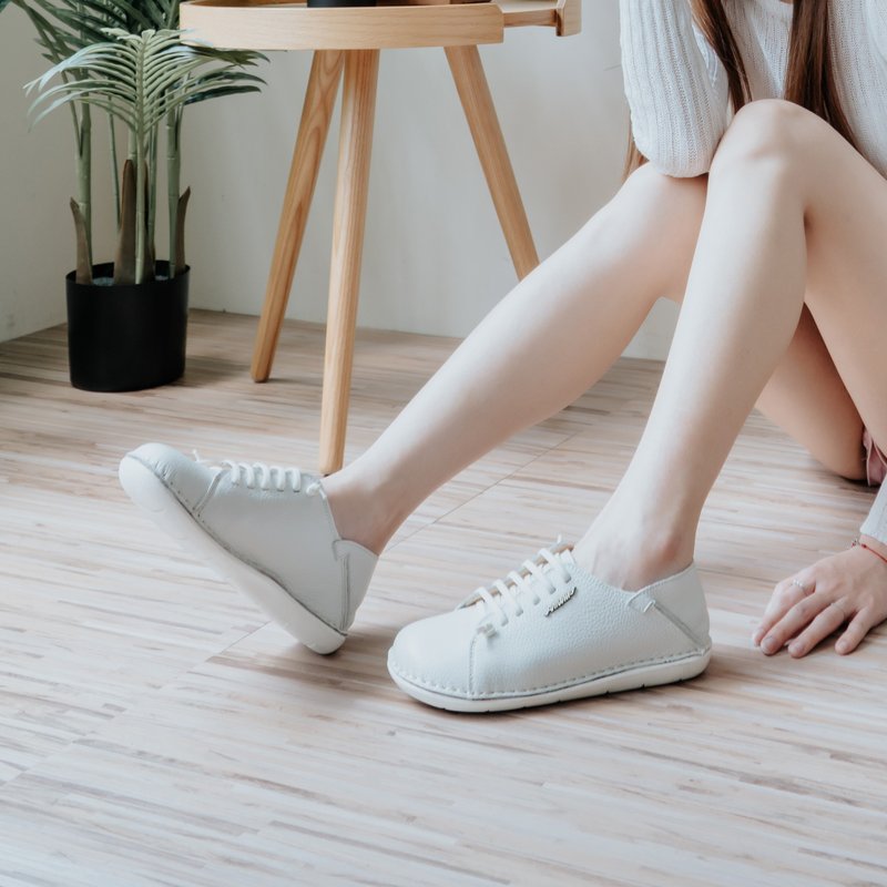 【宽脚友善】MIT舒适手工馒头鞋。真皮。全白2918 - 女款休闲鞋 - 真皮 白色