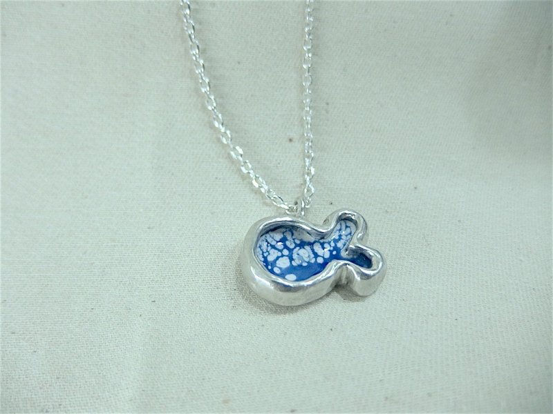 手作设计 珐琅 景泰蓝 雪花 FISH 鱼儿 小鱼造型 纯银项链 - 项链 - 纯银 银色