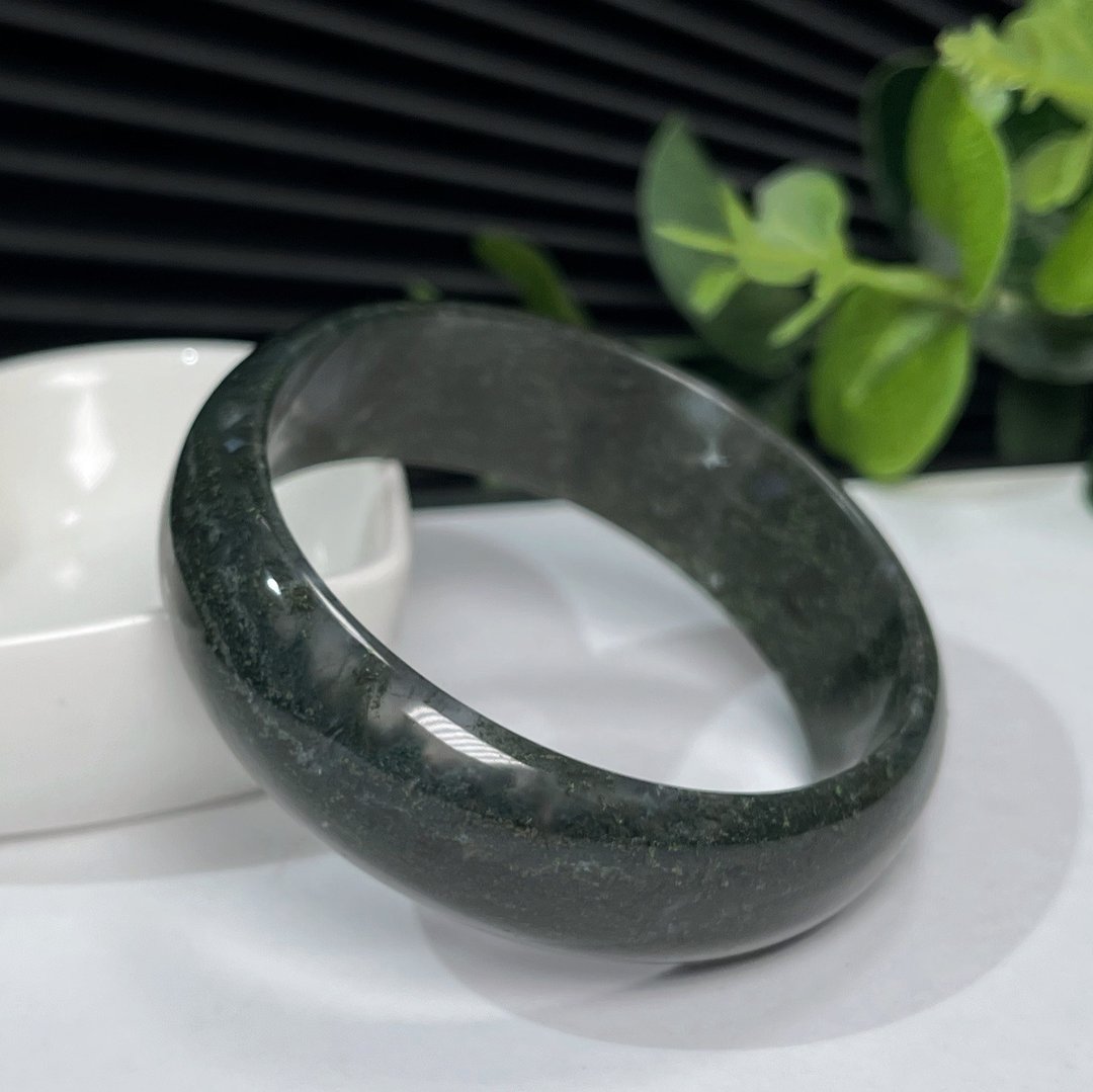 冰润水草玛瑙手镯56MM 满草飘花苔藓玉髓手环 清新怡人 灵气满满 - 手链/手环 - 半宝石 