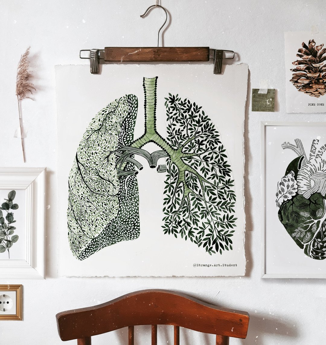 Watercolor print BREATHE - 墙贴/壁贴 - 纸 白色