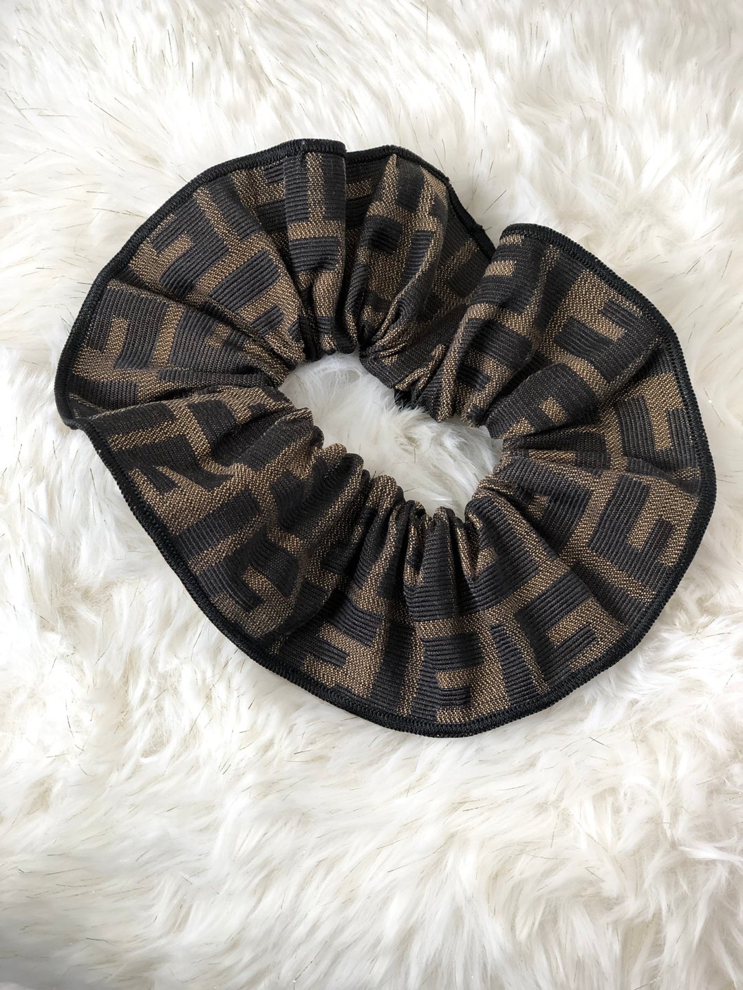 【日本直送，名牌二手包装】FENDI Zucca 大肠发圈发饰棕Vintage Vintage Old u7zafy - 发饰 - 棉 咖啡色
