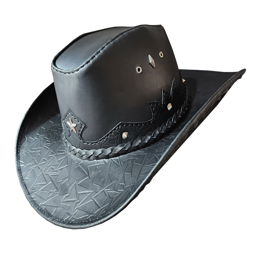 Texas Western Icon 牛仔帽 黑皮革款 - 帽子 - 真皮 黑色