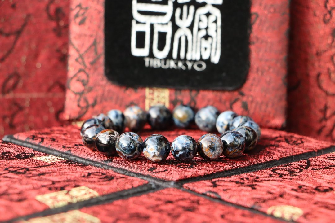 精品天然原矿彩斑蓝彼得石手珠 10mm 手链 饰品 定制化串珠设计 - 手链/手环 - 半宝石 