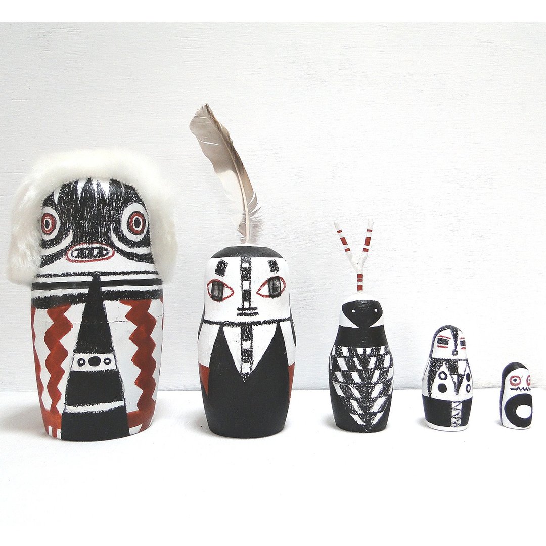 African Warrior Matryoshka - 摆饰 - 木头 白色