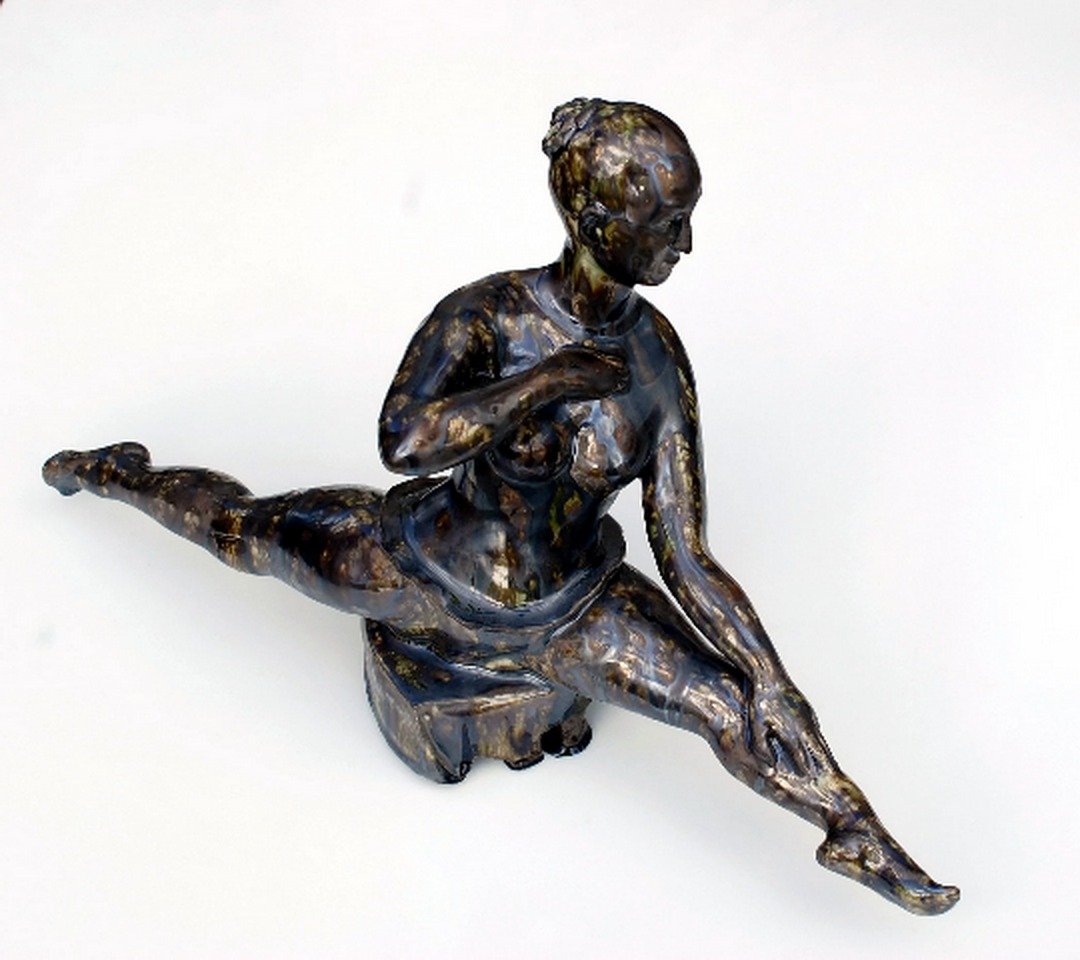 Ballerina sculpture Ceramic figurine Ceramic sculpture sexy lady Female portrait - 花瓶/陶器 - 陶 多色