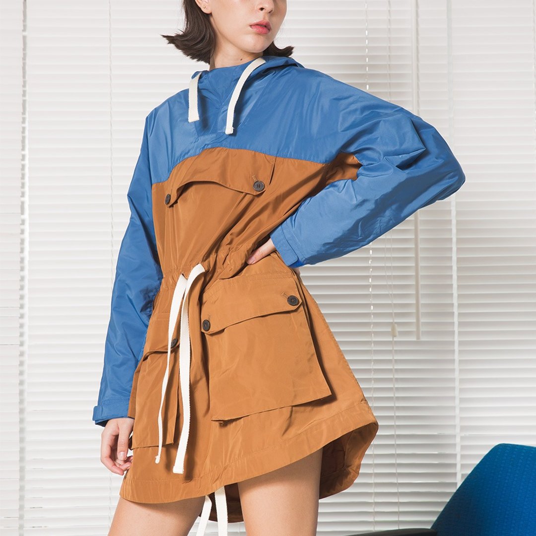 拚色多口袋连帽洋装│Who Cares 台湾服饰品牌 - 洋装/连衣裙 - 聚酯纤维 多色