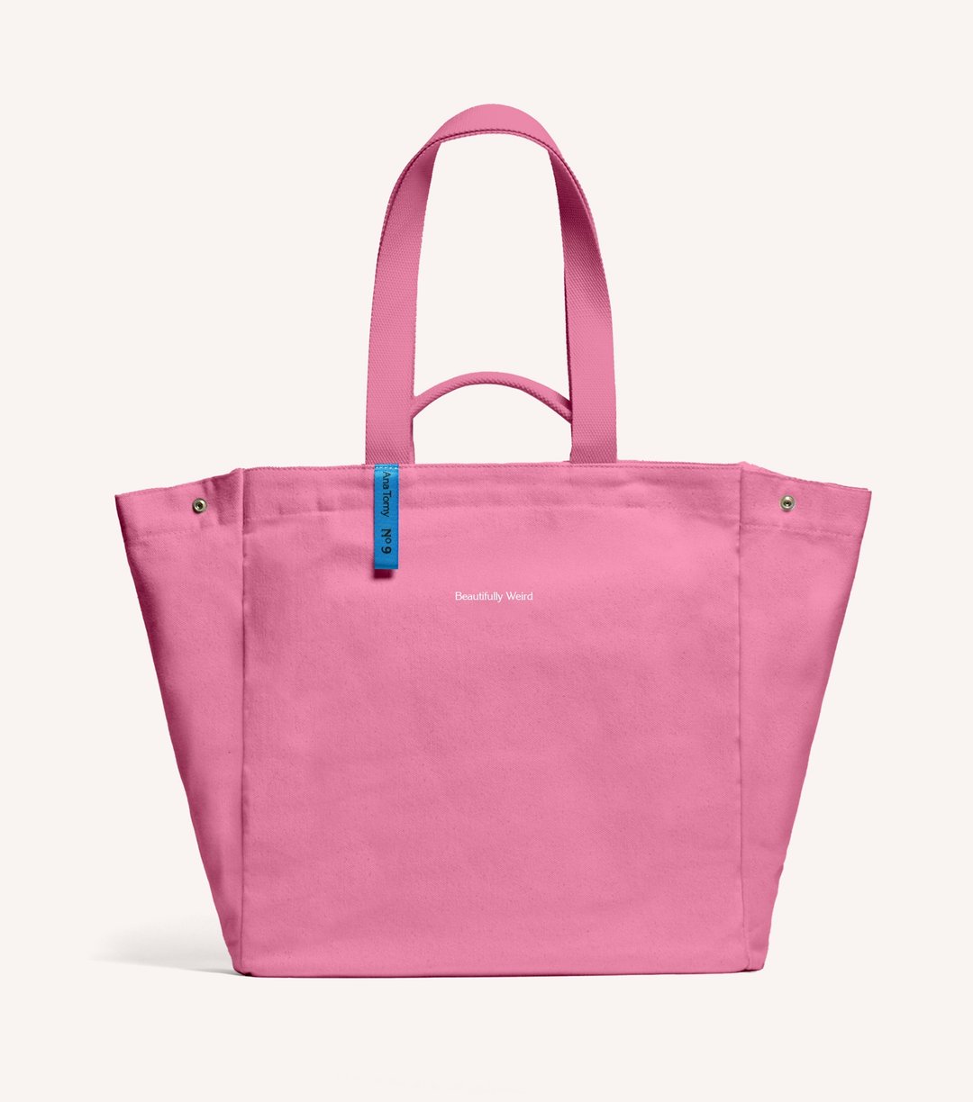 【定制化礼物】16 盎司草莓粉 Library Tote 重磅帆布托特书袋 - 手提包/手提袋 - 棉 