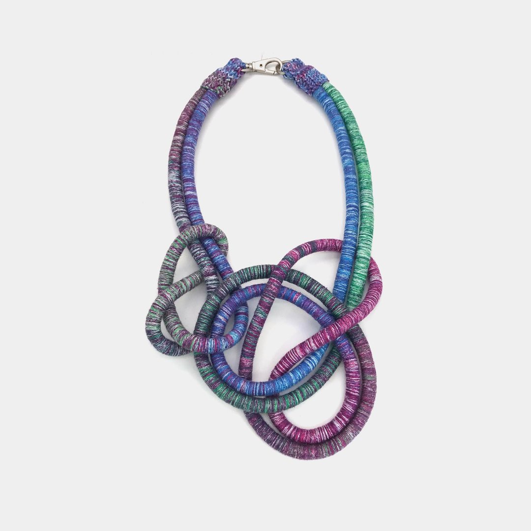 Cotton knitted Necklace Knot Rope necklace Textile necklace - 项链 - 棉 紫色