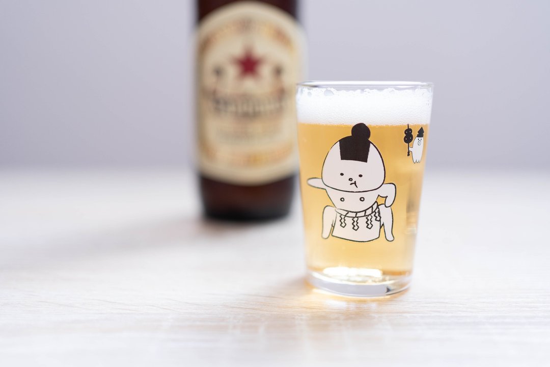 A small beer glass of dosukoi rice balls - 玻璃杯 - 玻璃 白色