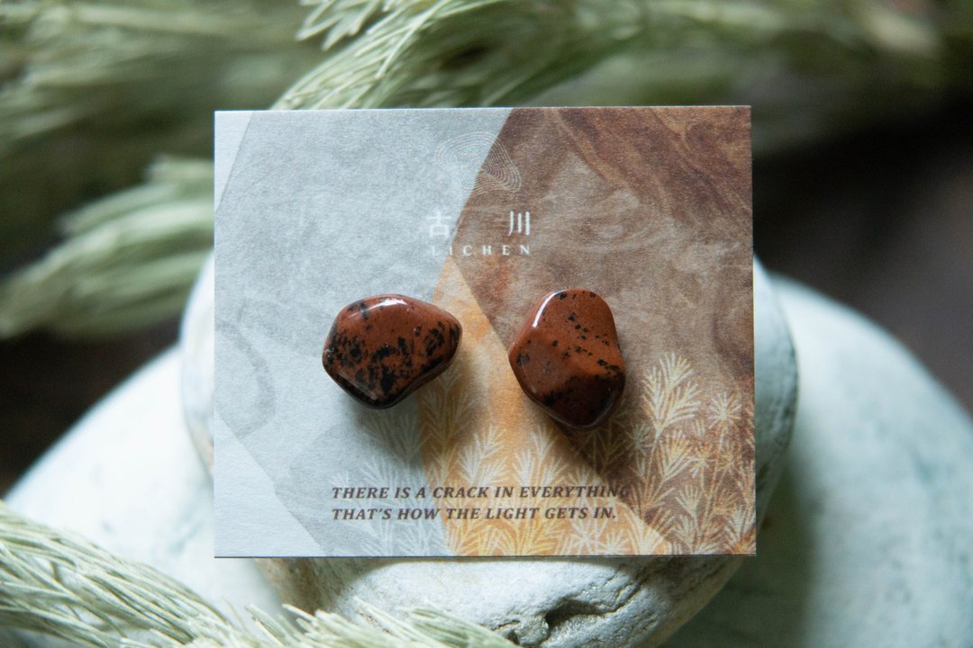 CRACK | 矿物系耳环 |  EARRINGS - 耳环/耳夹 - 玉石 红色