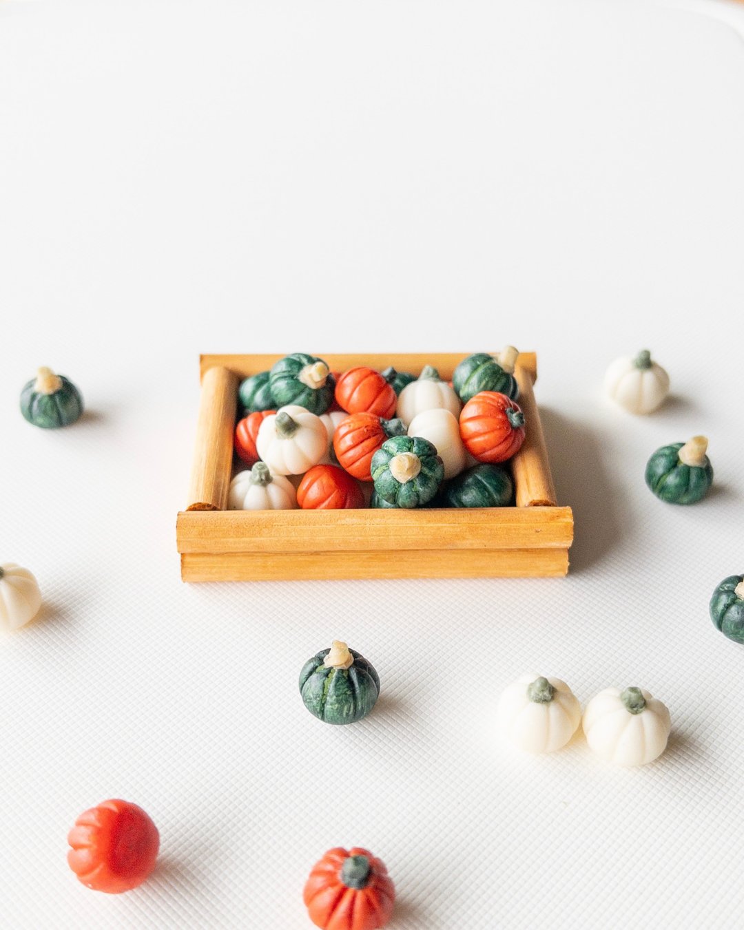 Miniature 3 Kinds of Pumpkin Miniature Food - 玩偶/公仔 - 粘土 绿色