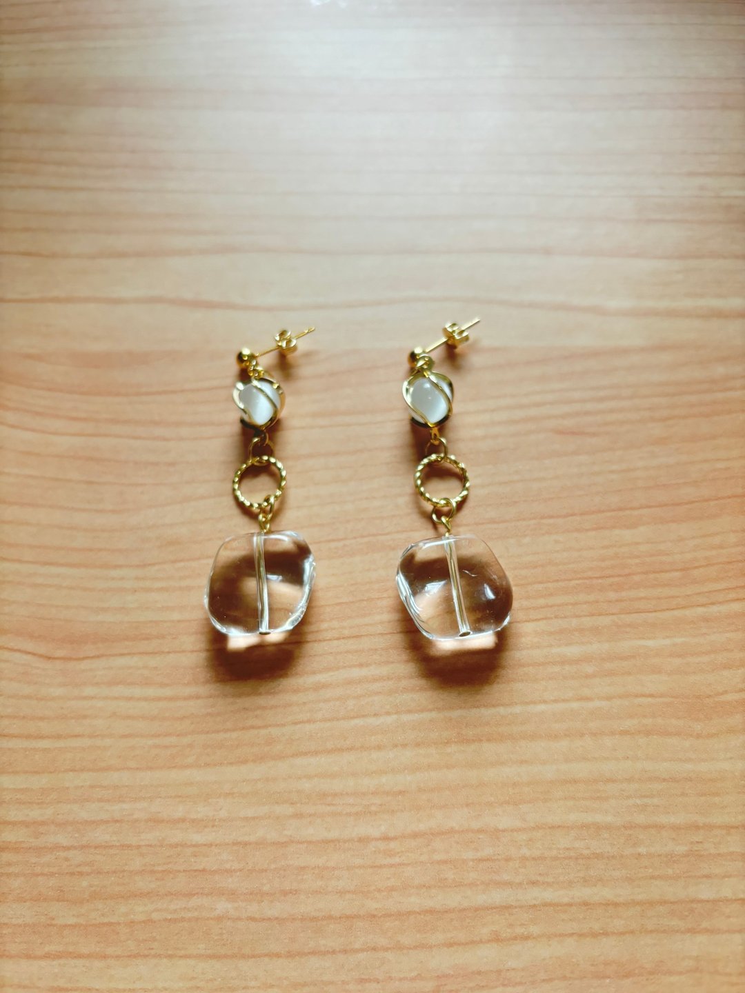 18K 包金月亮石仿冰耳环 - 耳环/耳夹 - 其他金属 金色