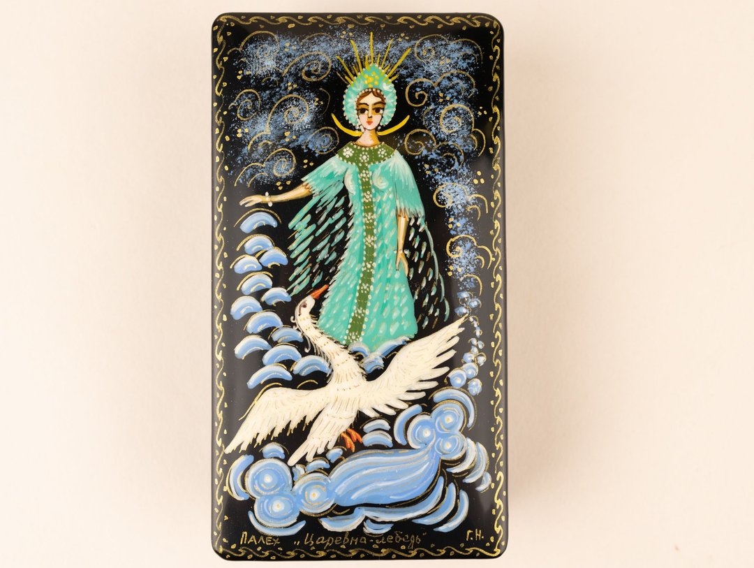 Painted jewelry box, Personalized jewelry box, Lacquer Box Swan princess - 收纳用品 - 其他材质 
